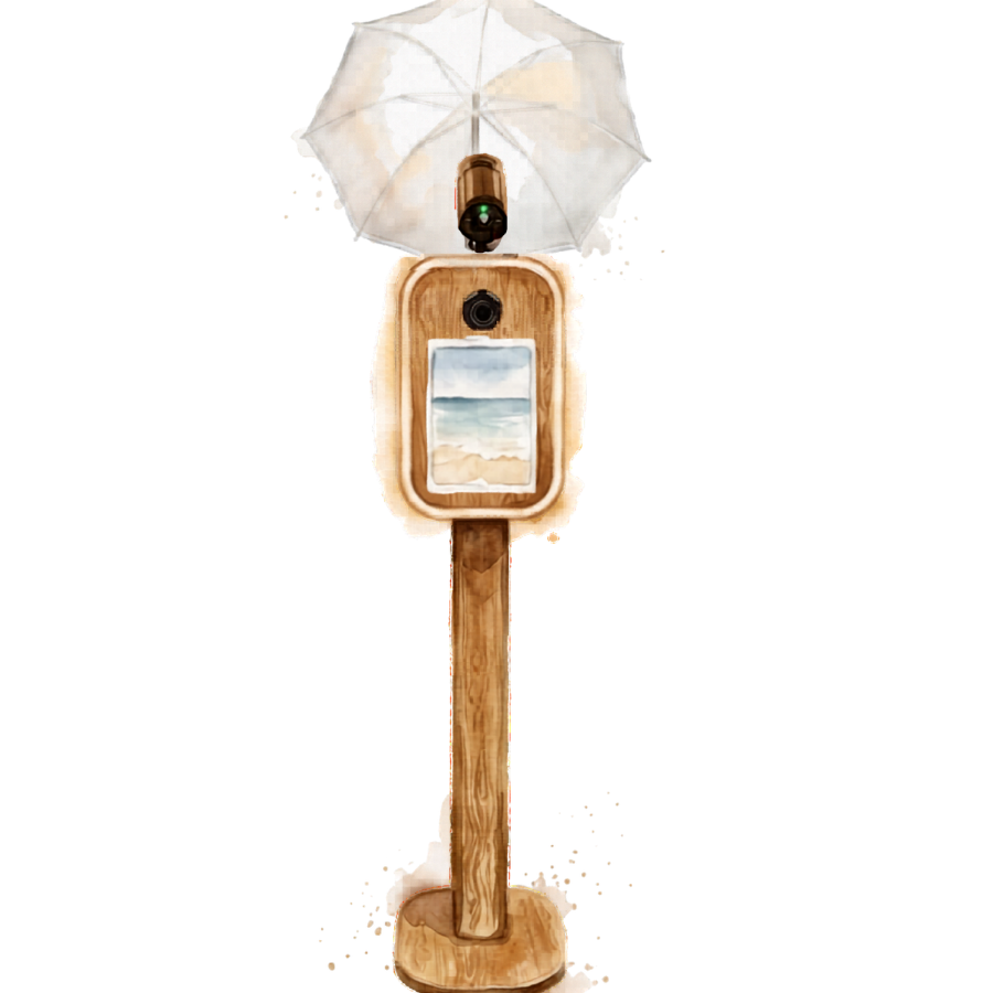Retro timber grain event photo booth DSLR camera